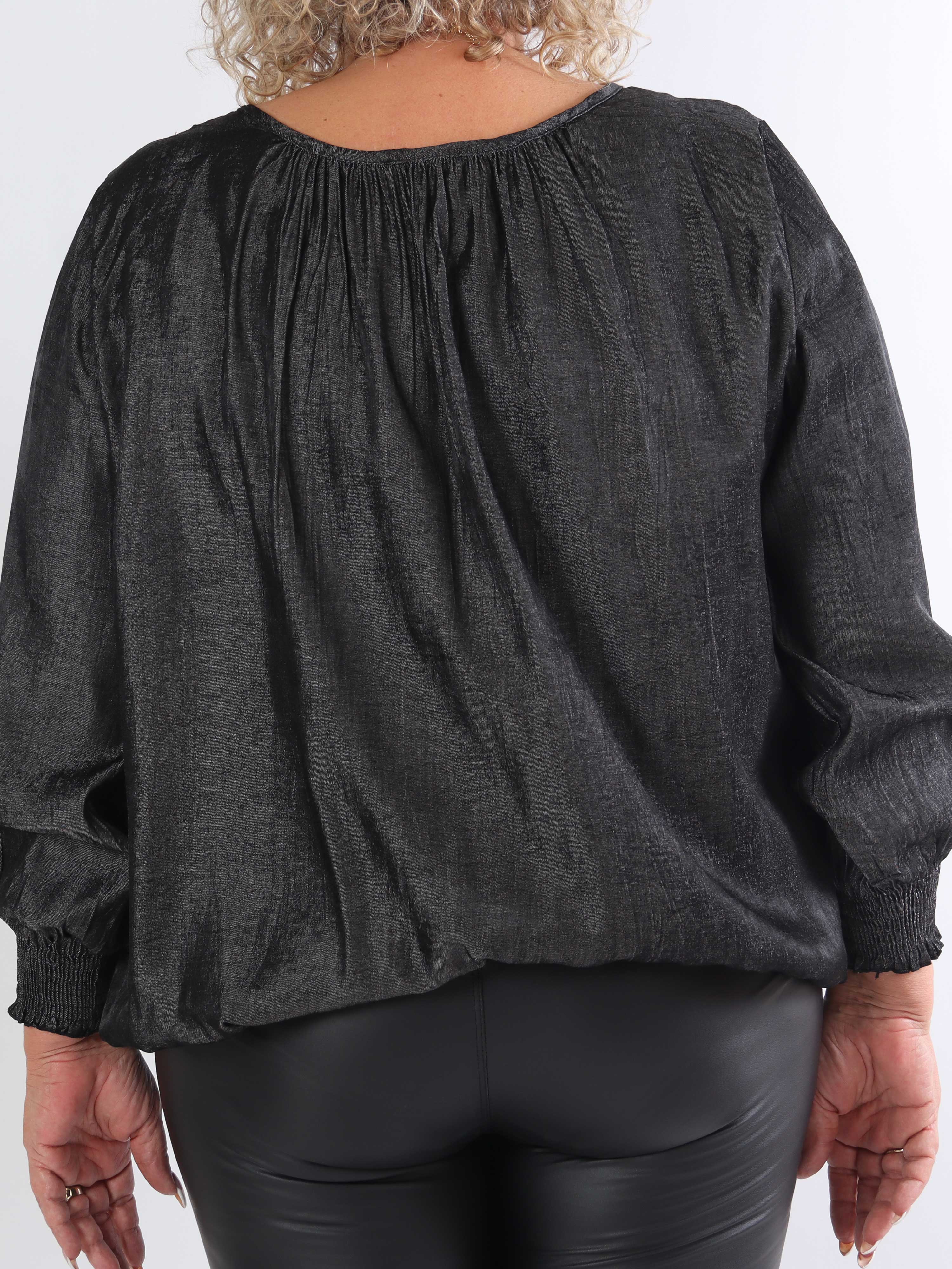 Miracle Denim Shirt L/S - Blus i plusstorlek med resår i nederkanten